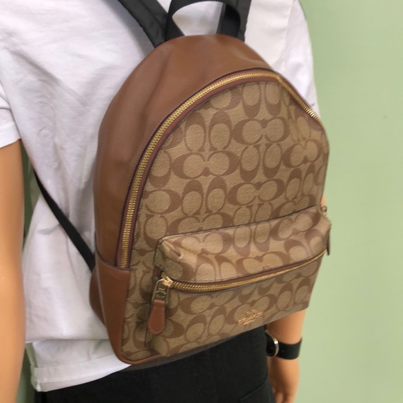 Coach Medium Charlie Backpack In Signature Canvas - Picture 4 of 15